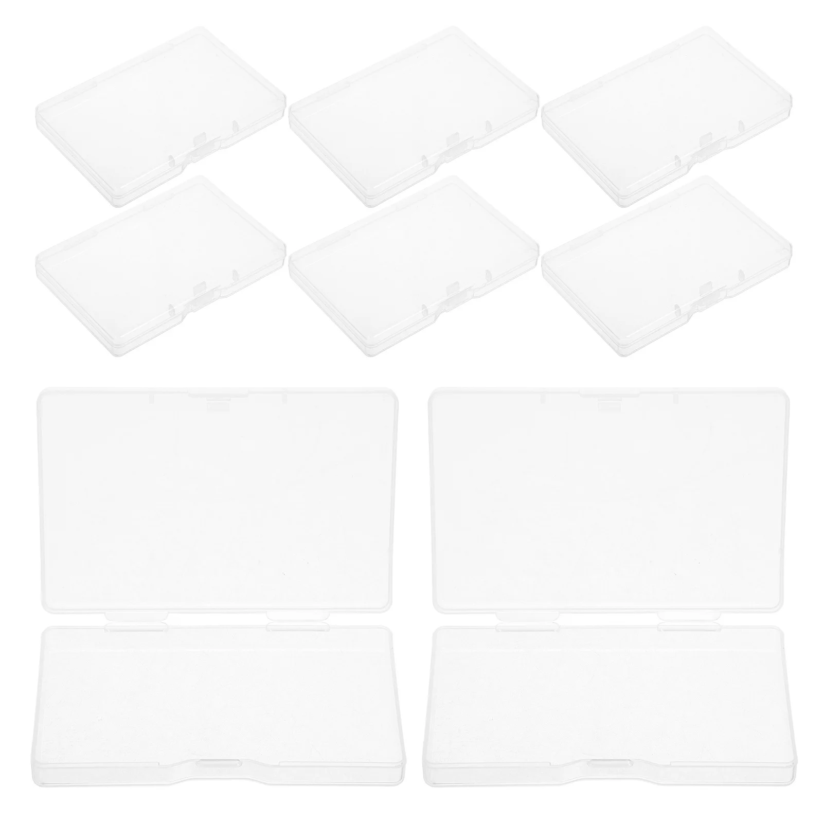 

8pcs Transparent Business Card Holder Clear Plastic Storage Box For Credit Playing Trading Cards Water Resistant Hinged Lid