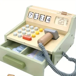 35-piece wooden cash register toy set with accessories for role-playing games Ideal gift for boys and girls