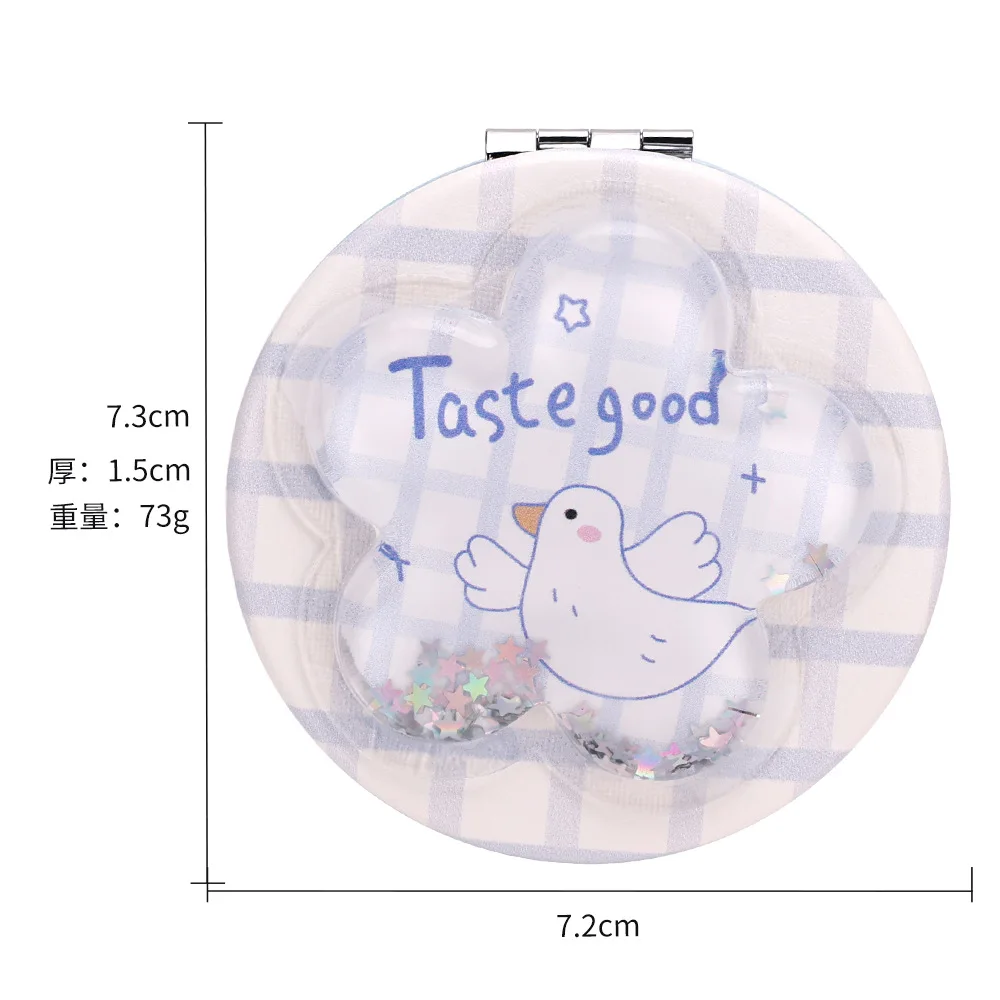 [Buy 1 get 1 free] Folding double-sided mirror handheld makeup mirror portable cute mini small mirror student dormitory makeup small round mirror