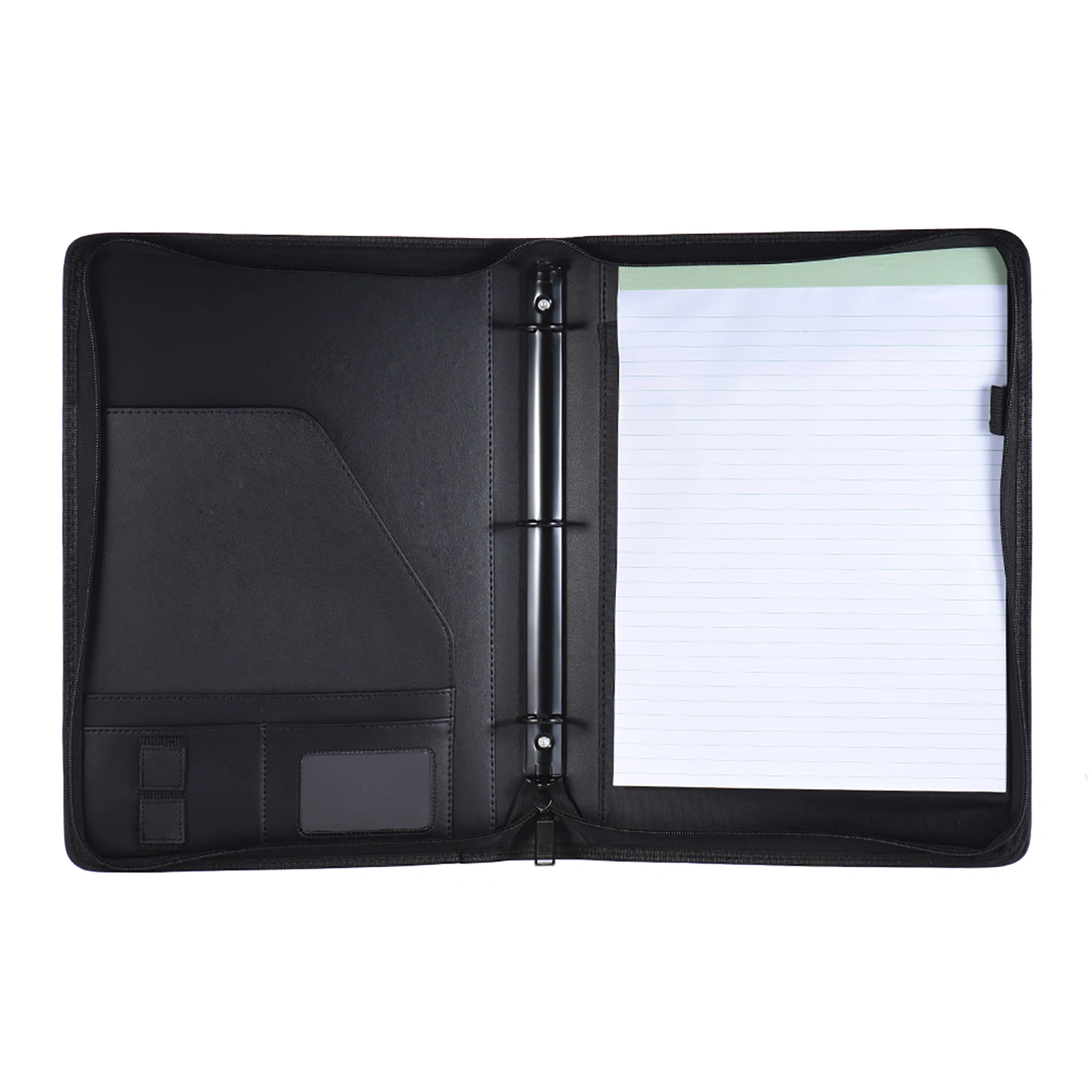 M70039 Multifunctional Professional Business Portfolio Padfolio Folder Document Case Organizer A4 PU Leather Zippered Closure