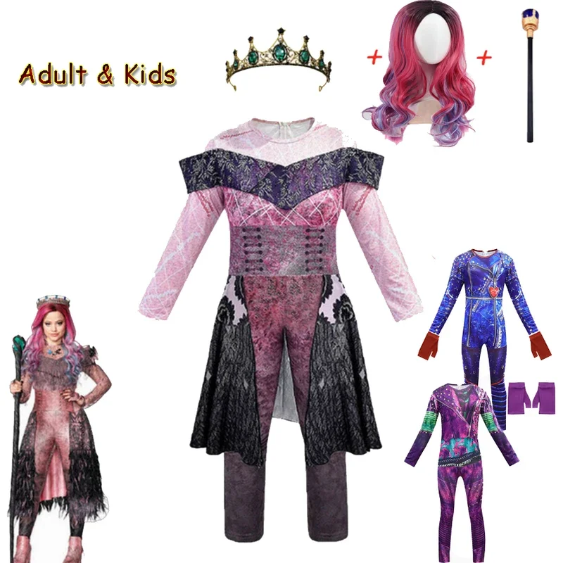 Descendants 3 Audrey Costume Girl Fantasia Halloween Costume For Kids Fancy Party Women Jumpsuit Evie Mal Cosplay Costume