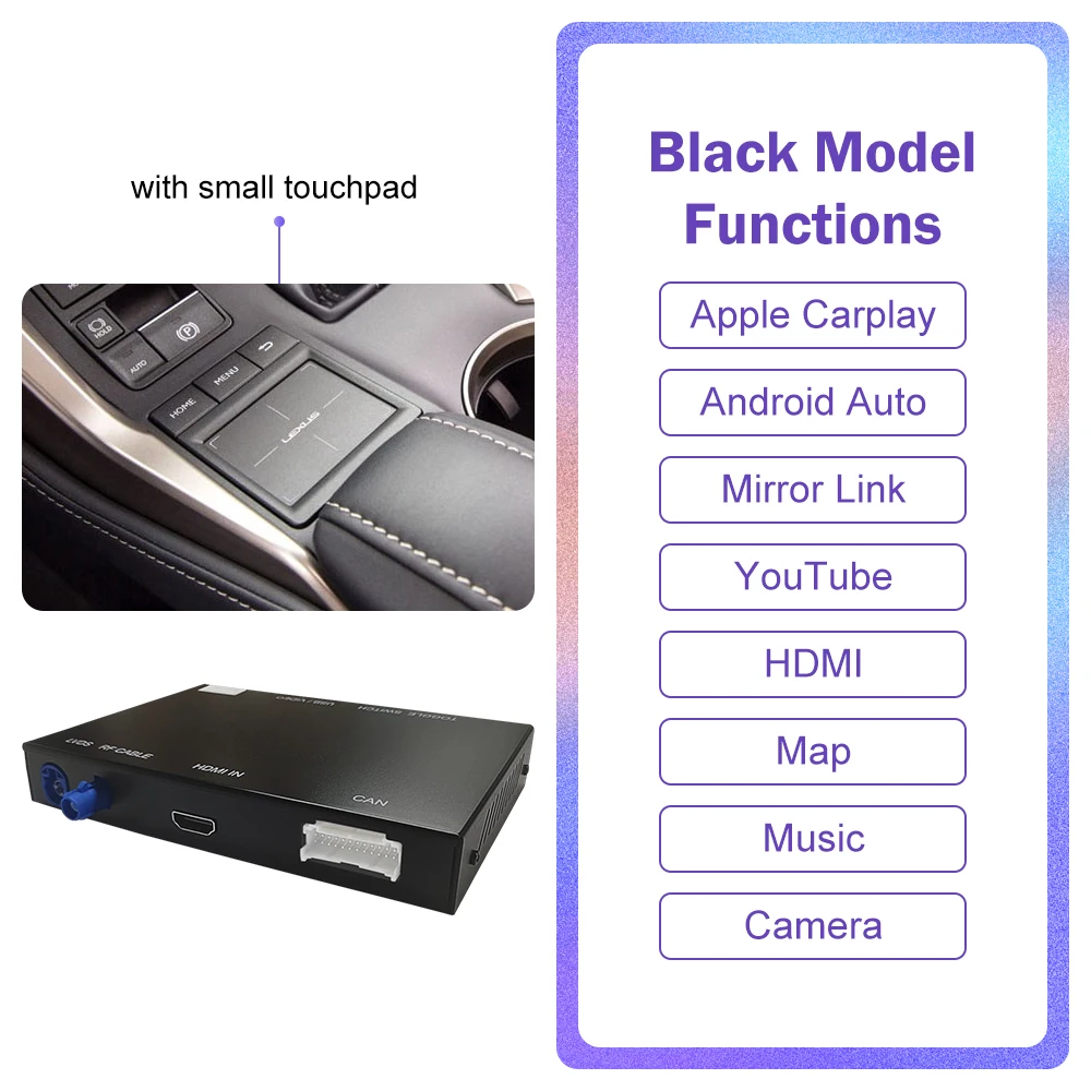 Draadloze CarPlay Android Auto voor Lexus NX RX IS ES GS RC CT LS LX LC UX GX 2014-2019 met Mirror Link Airplay Siri Voice