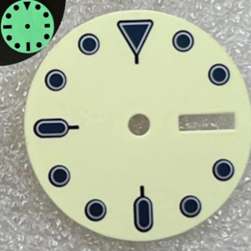 หน้าปัด NH36 28.5มม. สีเบจ C3สีเขียวล้วนหน้าปัดเรืองแสงสำหรับ NH36นาฬิกาเคลื่อนไหว