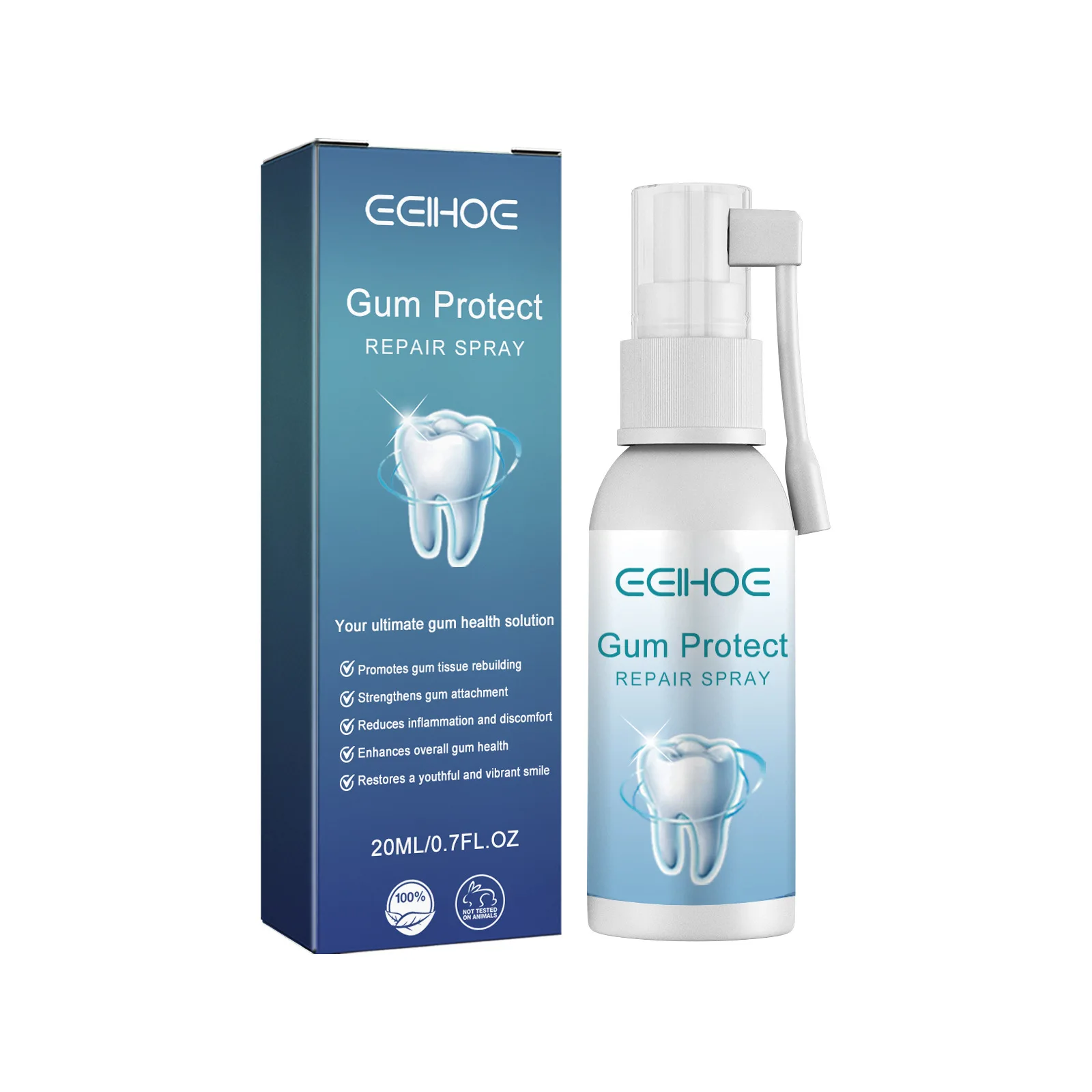 Suero de reparación de encías, tratamiento de enfermedades, Spray Oral, gotas de crecimiento de encías de aliento fresco, productos para el cuidado bucal, regeneración Gingival, 20ml