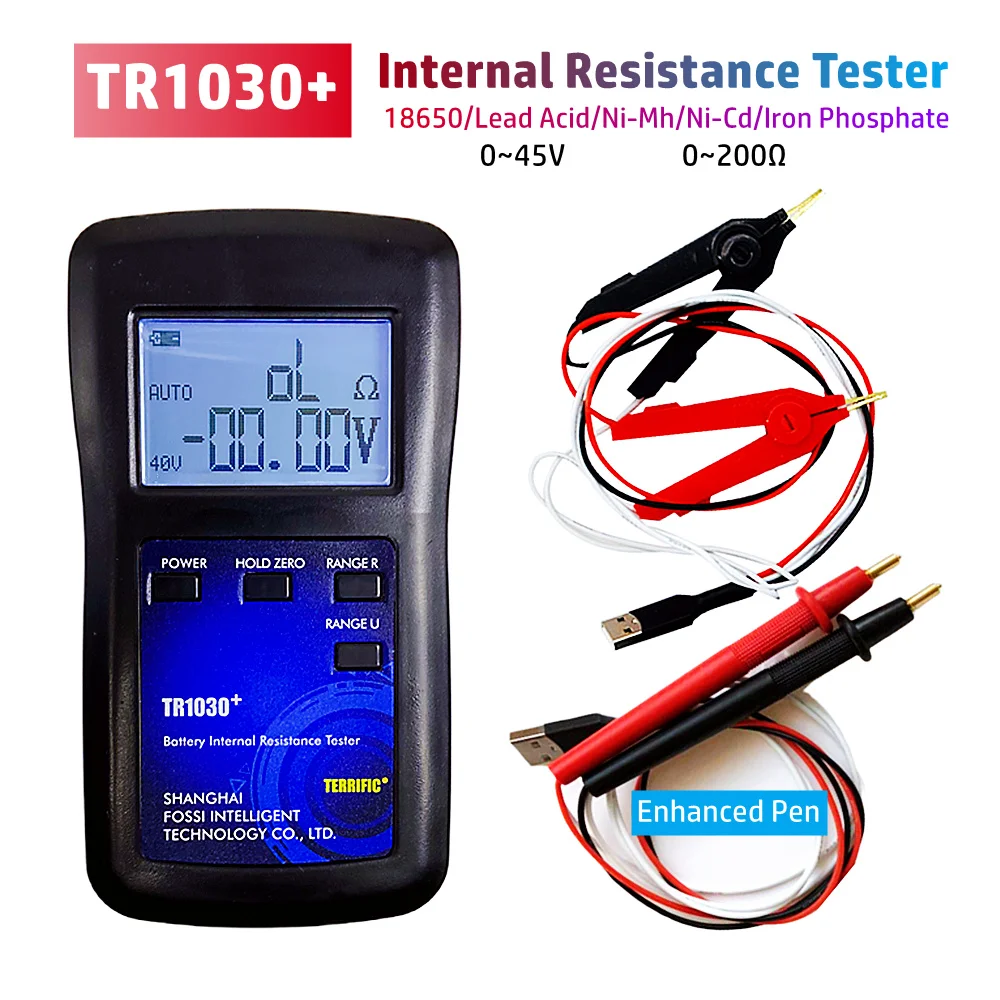 

Upgrade YR1030 0~45V Battery Internal Resistance Tester With Enhanced Pen TR1030+ 18650 Nickel Hydrogen Lead Acid Battery Tester