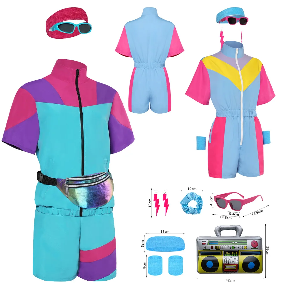 80s 90s Track Suits Women's Colored Sportswear Cosplay Costume Stage Performance Clothes Outfits Halloween Carnival Party Suit