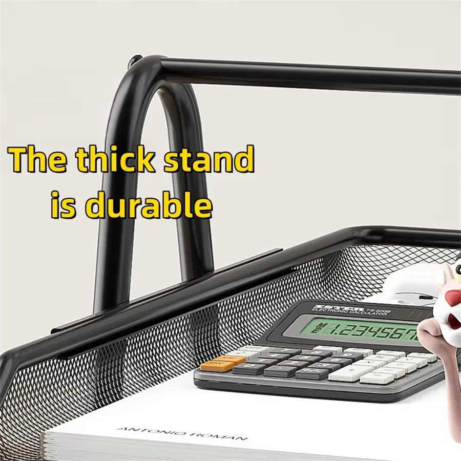 Thickened Desktop File Organizer Rack, Smooth Edge Book & Document Holder Stand for Office Supplies, Desk Storage Tray view 5