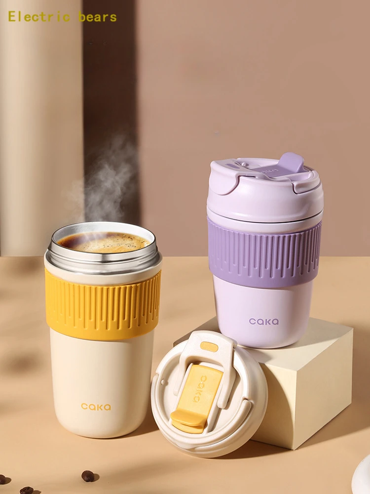 Ceramic Inner Coffee Thermos Cup Portable Travel Coffee Cup High-end Straw with Lid Exquisite Gift Ceramic Mugs Tea Cups Drink