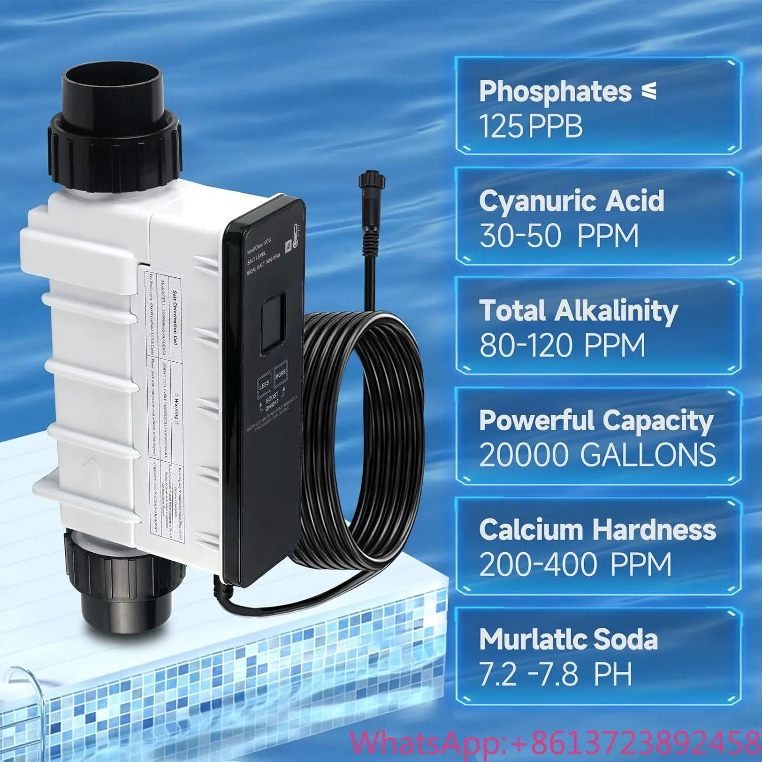 

IC20 Swimming Pool Salt Cell Pentair IntelliChlor IC20 Replacement 20,000-Gallon Chlorination System Pool Chlorine