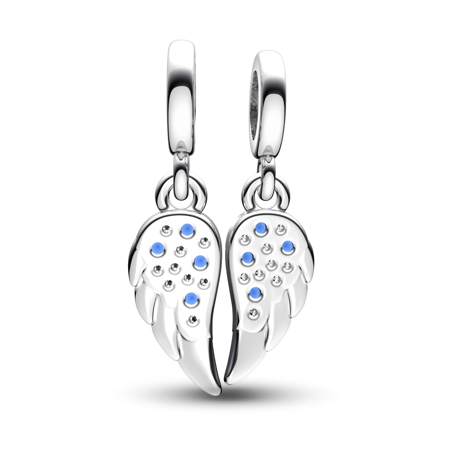 Manyilus 925 Silver Split Angel Wing Dangle Charm Fit Original charms Bracelets Women Jewelry Gift