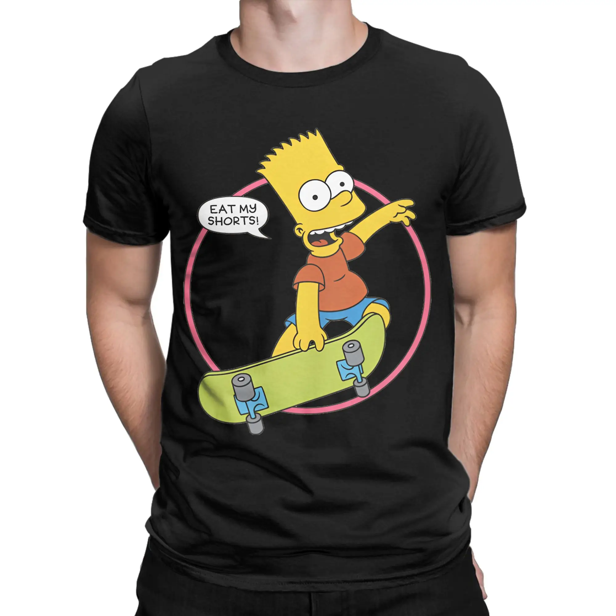 Novelty Funny The S-Simpsons Cartoon T Shirt For Men Women Cotton Short Sleeve Bart Eat My Shorts Crewneck Summer Tops