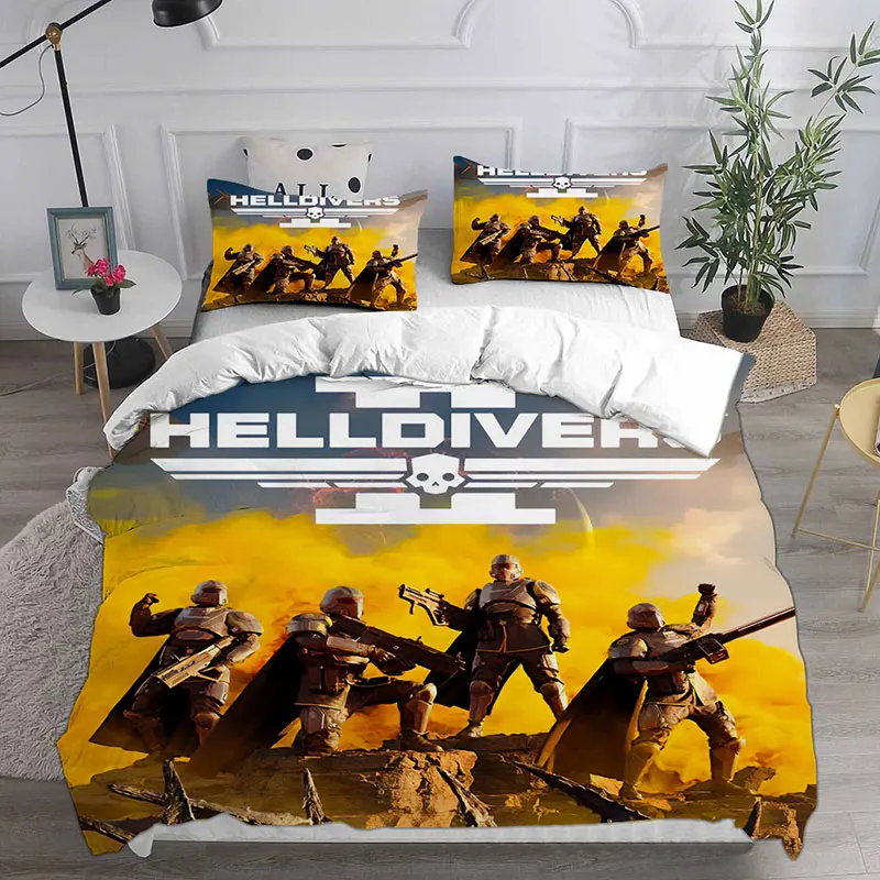 HELLDIVERS 2 Bedding Sets Comforter Quilt Bed Cover Duvet Cover Pillow Case 2-3 Pieces Sets Kids Adult Size