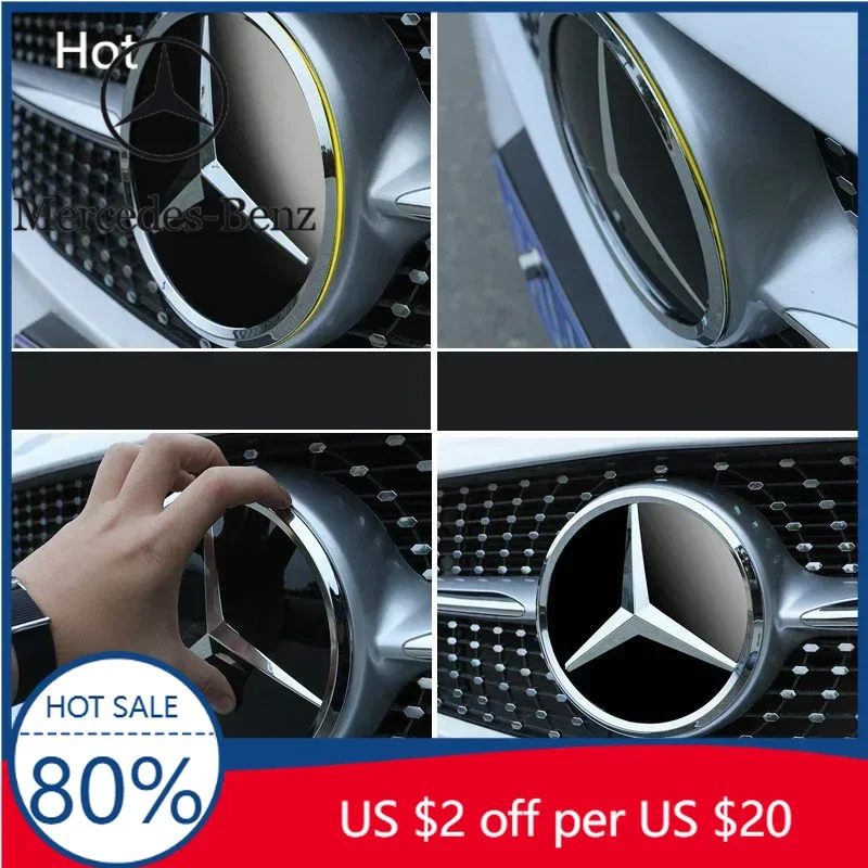 

Hot Car Sticker Glossy Black OE Style LED Front Grille Star Emblem Logo For Mercedes Benz GLC250 GLC300 GLC350 GLE400 GLE450 GLS