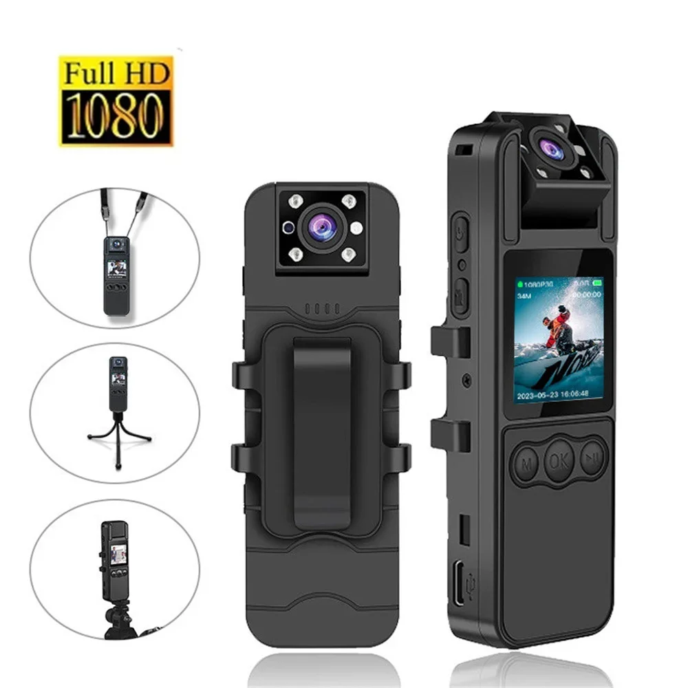1080P HD Mini Camera Noise Reduction Digital Video Recorder Back Clip Bodycam Infrared Night Vision Police Cam Camcorder