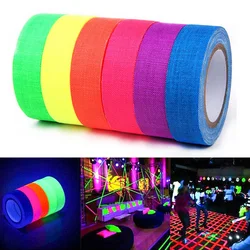 5pcs Sets UV Cotton Glow in The Dark Neon Gaffer Tape Self-Adhesive Fluorescent Floors Multicolored Easy Removed Wall Room Decor