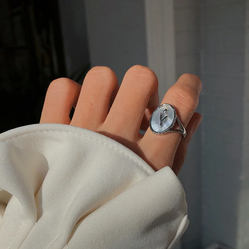 VENTFILLE 925 Sterling Silber Metall Blumenmuschel Geometrische Ringe für Frauen Französische Retro Romantische Offene Thai Silber Ringe – Detail 12