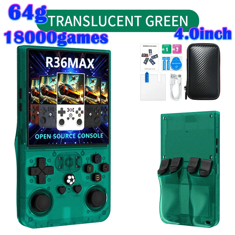 Console Rétro Portable R36H 128 Go – 22 000+ Jeux, 23 émulateurs, Linux, écran IPS 3,5 Pouces, Vert