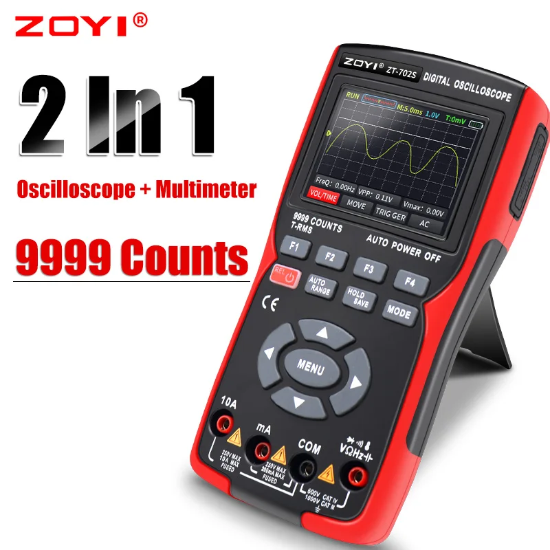 Imagem -02 - Zoyi-multímetro Digital Auto True Rms Sonda Transistor Multímetro pc Waveform Osciloscópio de Armazenamento de Dados Zt702s 48 m s 10mhz
