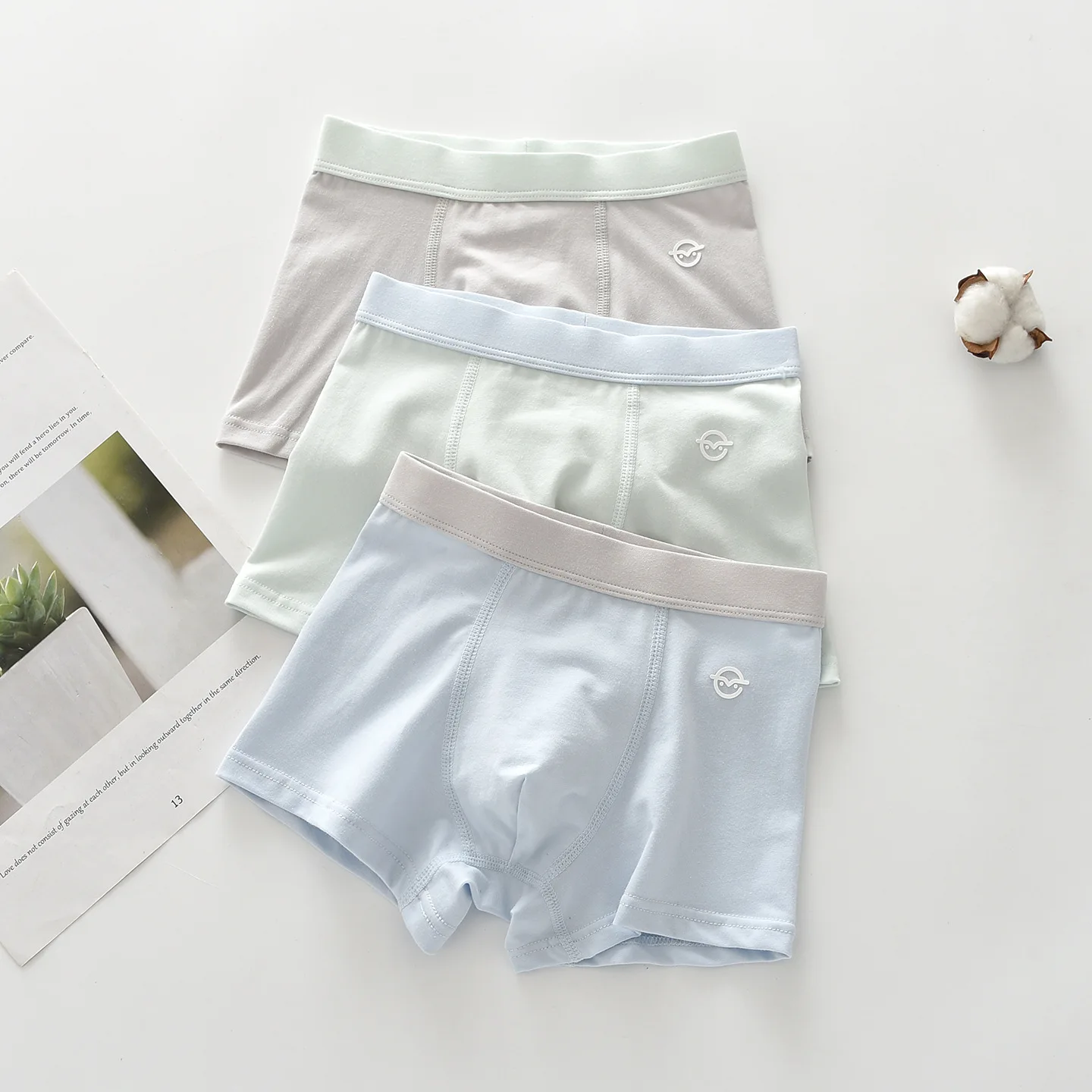 new children high quality solid boys cotton boxer shorts panties kids underwear for 2-20y teenager 3pcs/lot student wholesales