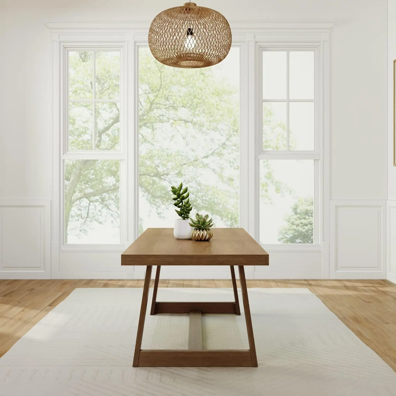 72 Inch Farmhouse Dining Table, Solid Wood Rustic Kitchen Table, Large Wooden Rectangular Dinner Table