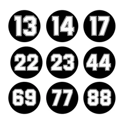 Autocollant de voiture de course drôle pour pare-chocs de moto, autocollants en vinyle imperméables, numéro 13, 17, 19, 21, 23, 69, 77 In Circle, 15cm