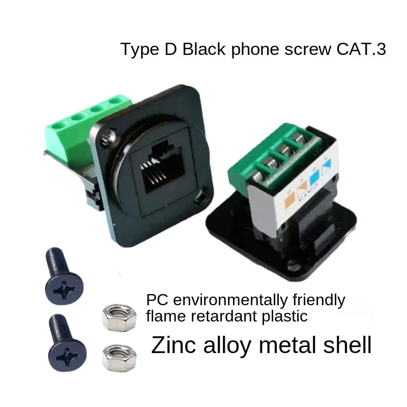 Imagem -03 - Equipamento Telefônico Fixo D-tipo Parafuso Módulo Conector de Voz Preto e Prata Rj11 Cat.3 Terminal 6p4c