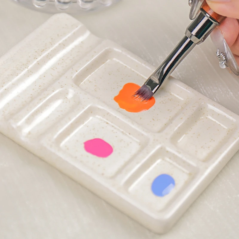 

Керамическая цветовая палитра и держатель для ручек, лак для ногтей, лак для ногтей, клей, акварель, смешивание и смешивание цветов, многофункциональный инструмент для ногтей