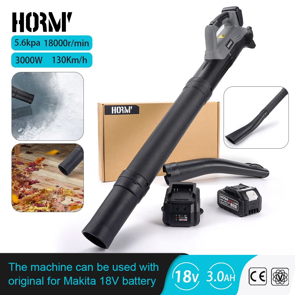

3000W Hormy Cordless Blower Comprehensive Industrial Air Blower Garden Accessory Lawn Care Dusting Tool with Makita 18V Battery