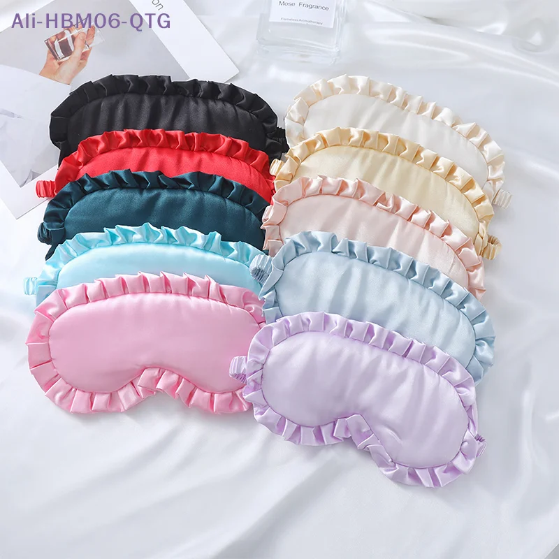 [New] NEW Silk Ruffle Sleep Eye Mask Eye Protection Travel Soft Sleeping Shading Eye Covers Multicolor Eye Patches For Woman Man