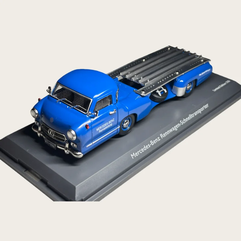 Schuck Diecast 1/43 مقياس مرسيدس بنز الراتنج نموذج سيارة بنز الأزرق معجزة شاحنة 1955 لعب المركبات لعبة لصبي هدية الصندوق الأصلي #2