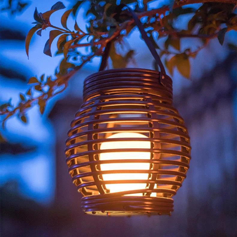 

Solar Powered Outdoor Hanging Cage Flashing Flame Light Hand Woven Hanging Light Waterproof Decoration Courtyard Balcony Lantern