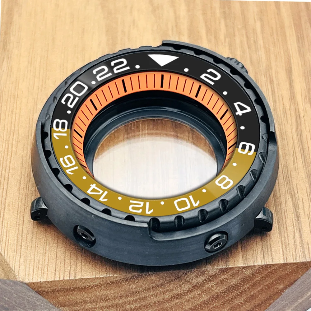 Black NH34 NH35 Tuna Watch Case fit for NH34 NH35 NH36 7S 4R Movement Transparent back cover Canned Replace Watch Case