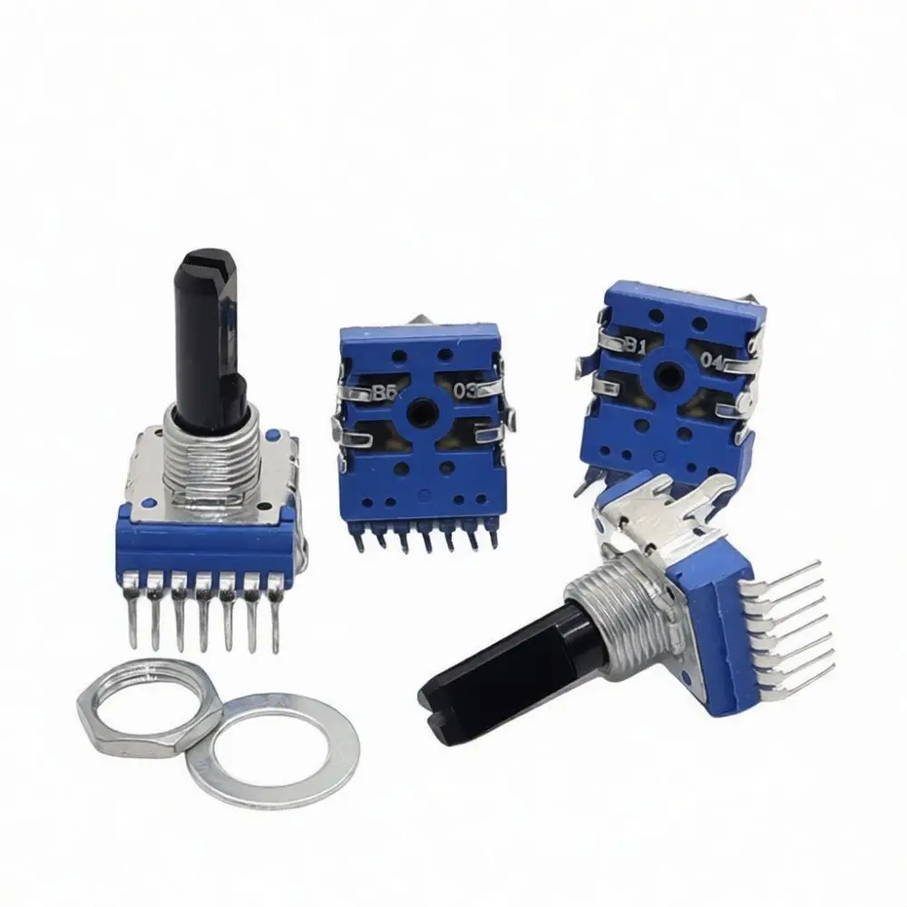 RK14 Potentiometer Dual Gang Vertical 7 Pin Audio Volume Control B50K B100K Linear Rotary Resistor For Amplifier Repair DIY