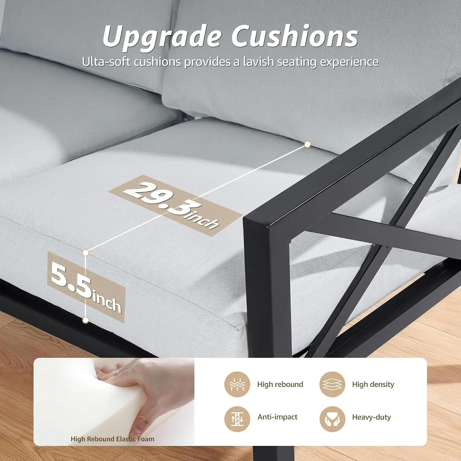 Modern Metal Patio Set Four Swivel Rocking Chairs Table Cushions