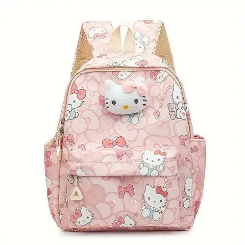 Mochila Kawaii Sanrio Hello Kitty, mochila de dibujos animados de Anime Kuromi Cinnamoroll para niños de gran capacidad, mochila para guardería, regalos de vacaciones
