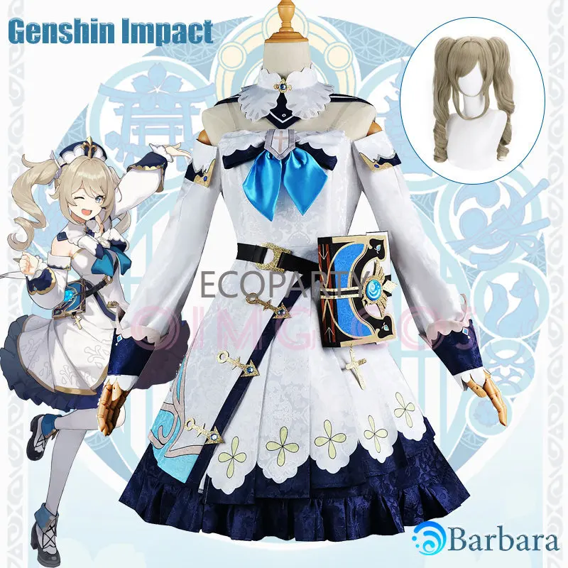 Drop ship  Barbara Cosplay Genshin Impact Costume Adult Carnival Uniform Anime Halloween Party Costumes Masquerade Women Game