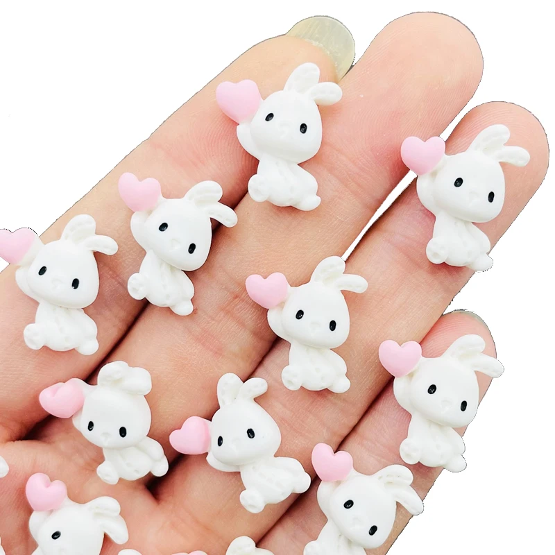 20 Pcs New Cute Mini Animal，Rabbit Flat Back Resin Cabochons Scrapbook Diy Earwear Hairpin Jewelry Craft Decoration Accessories