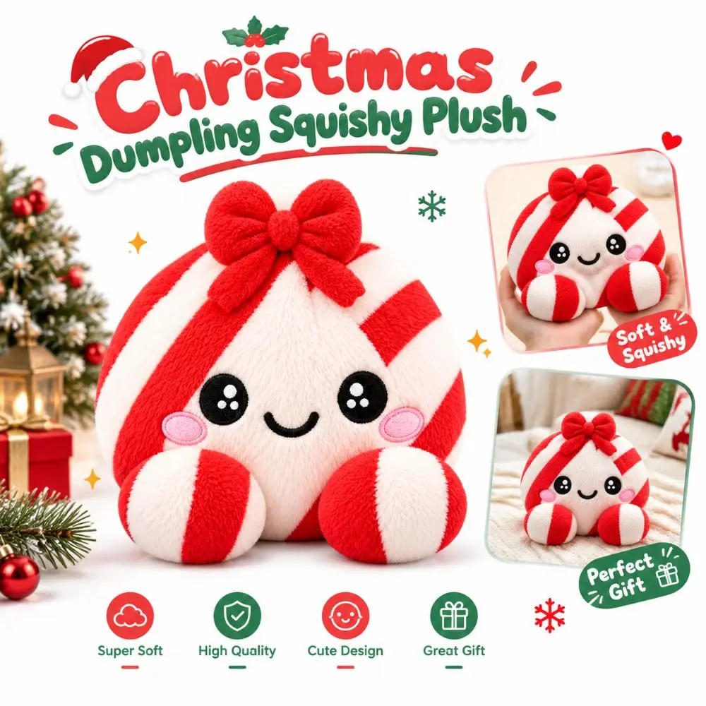 New Soft Christmas Dumpling Squishy Snowflake Pattern Squeezy Squeeze Toy Fidget Toy Bowknot Decor