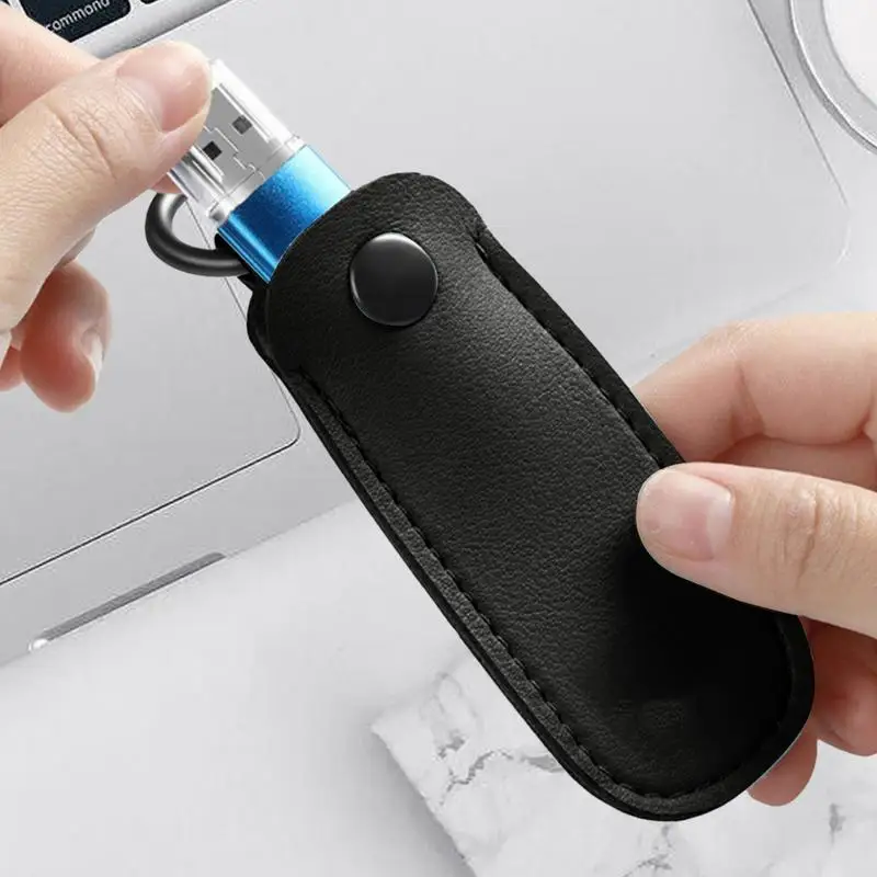 Juste de protection en cuir PU pour disque U, sac de rangement, anti-perte, pendentif clé USB, porte-clés, étui de rangement