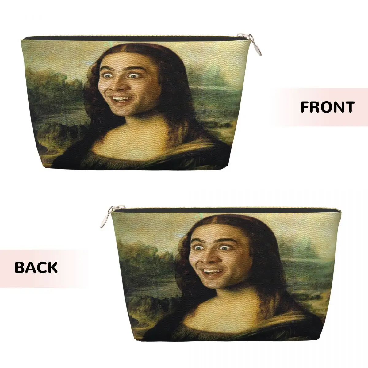 Custom Travel Nicolas Cage Mona Lisa Funny Meme Toiletry Bag Makeup Cosmetic Organizer for Women Beauty Storage Dopp Kit Case