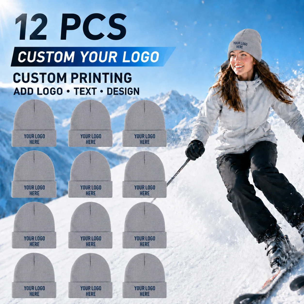 12pcs Custom Knit Beanies Pers - Knit Beanie Hat Warm ulasan dan harga