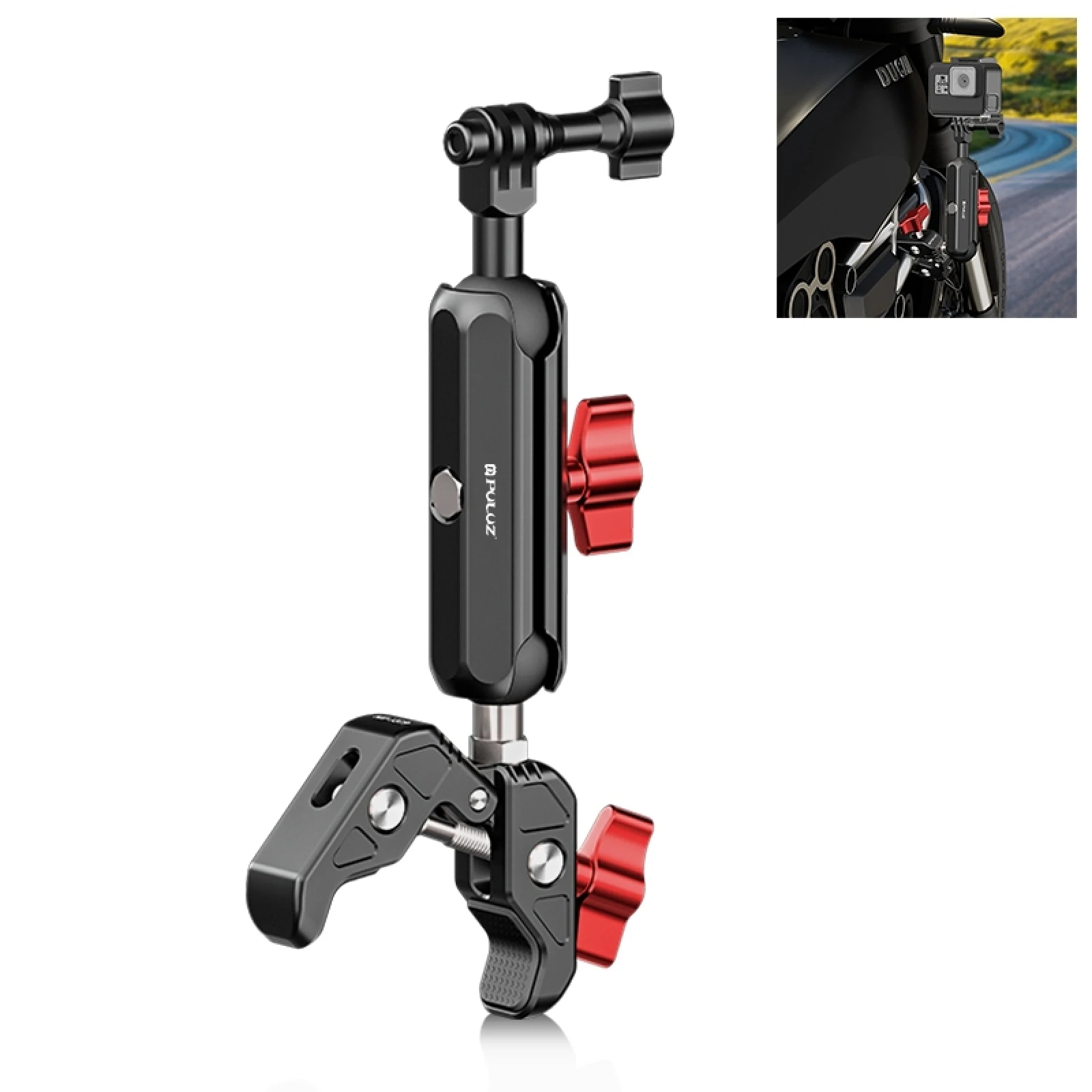 PULUZ Motorcycle Handlebar Crab Clamp CNC Metal Magic Arm Rod Mount For Gopro/DJI Osmo 360 & other Sports Action Cameras