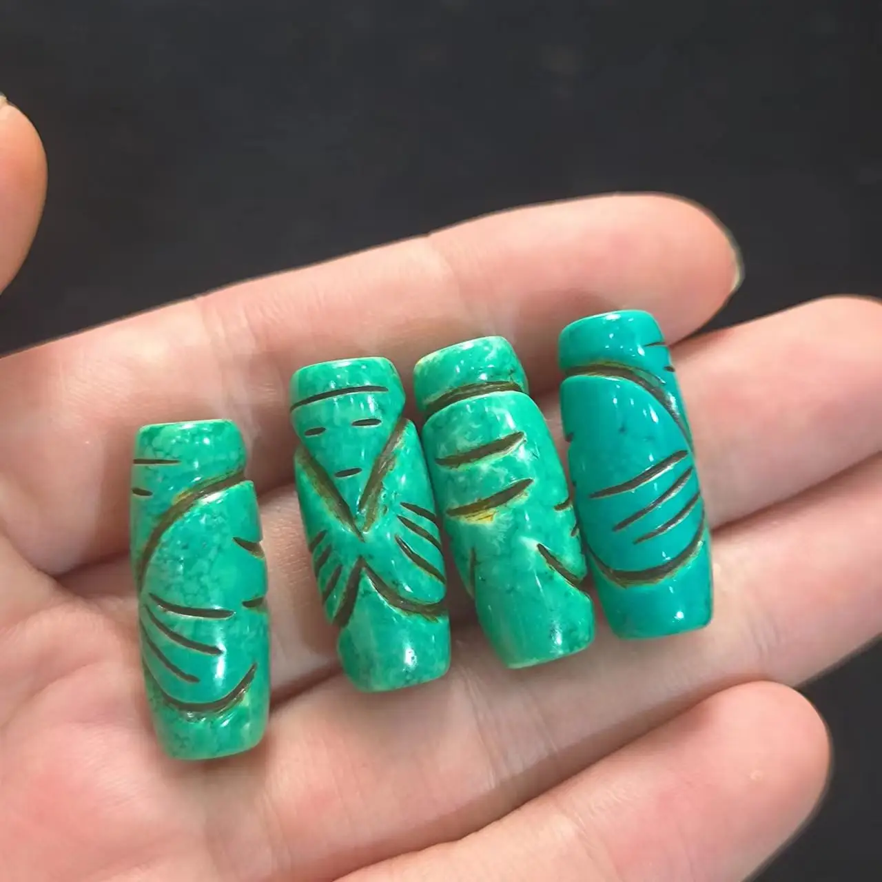 50pcs/lot Natural Optimized Turquoise Barrel Beads Wholesale Carving Weng Zhong oval bead DIY Bracelet Necklace precious jewelry