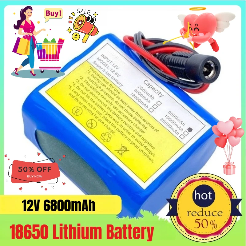 

18650 Lithium Battery 3S2P 12V 6800mAh Rechargeable Battery Lithium Battery Pack with BMS + Charger