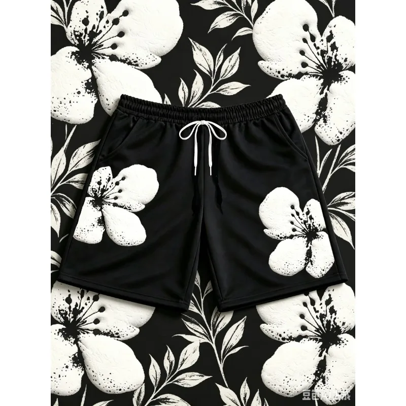 

2026 Summer Non-Cotton Floral Print Casual Shorts, Regular Fit Streetwear Bottoms for Daily Outings & Casual Wear Unisex Shorts