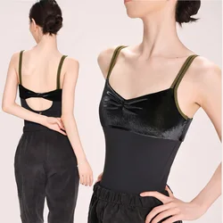 Ballet Leotard for Women Practice Dress with Wide Shoulders Velvet Gymnastics Performance Dress Adult Air Yoga Costume
