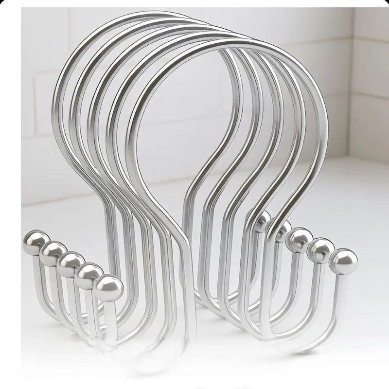 36 pcs Silver Double Ear Shower Rings, Smooth Sliding on Shower Curtain Rods, Easy Installation, Durable