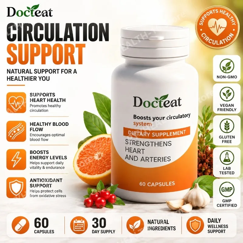 Docteat Heart & Arteries Support Capsules with Garlic Extract Grape OPC Trans-Resveratrol and Potassium Citrate 60 Capsules