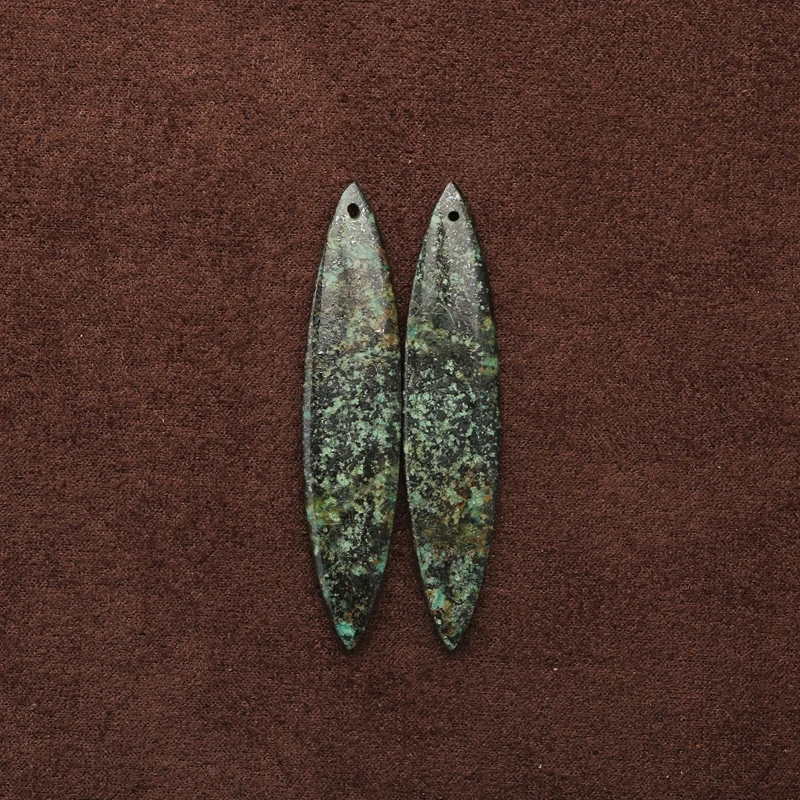 

African Turquoise Gemstone Marquise Earring Bead Natural Stone Fashion Accessories for Women 47x10x4mm 5.1g