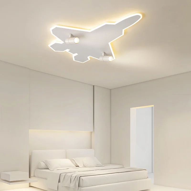 New Aircraft Lights Children\'s Homeowners Lights Boys Bedroom Lights Creative Eye Protection Boys Ceiling Lights Cartoon Lights